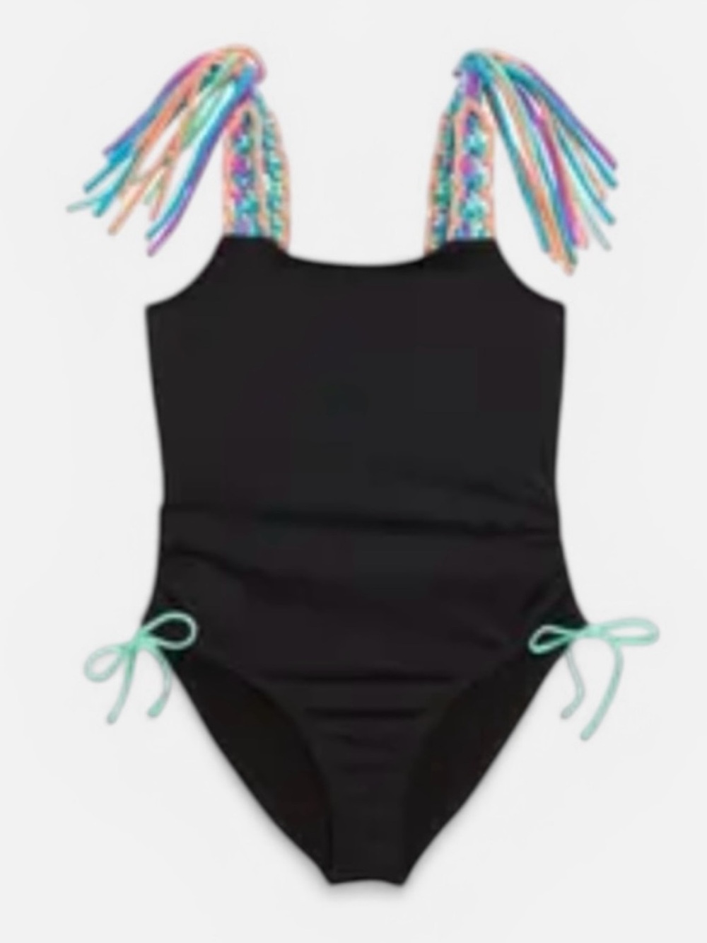 Heart & Harmony Girls Macrame Strap One Piece Swimsuit Black Size 7
